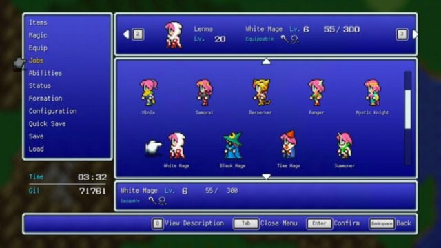 Job screen in FFV