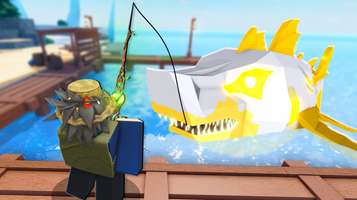 Picture showing the player catching a rare fish like Banana in Fisch.