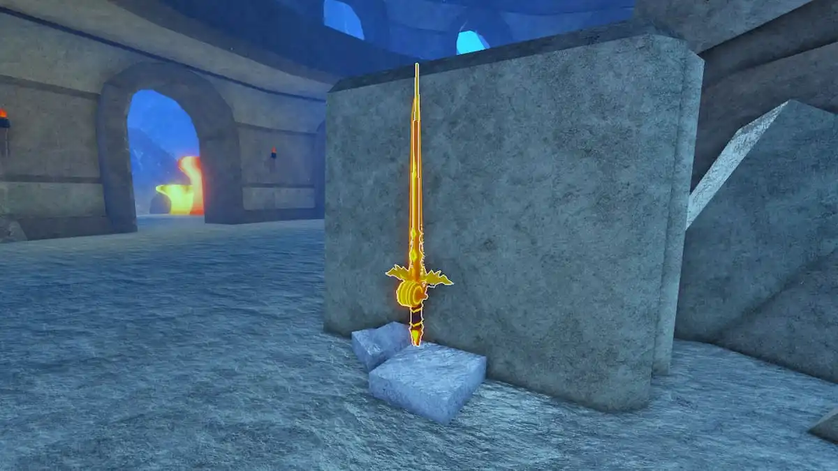 Picture showing the Champion Rod in Fisch's Atlantis area.