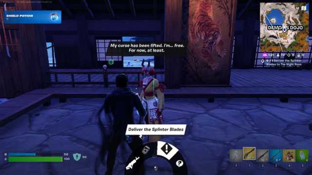 Picture showing the player talking to Night Rose in Fortnite.