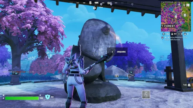 Picture showing the Riddles stone in Fortnite.