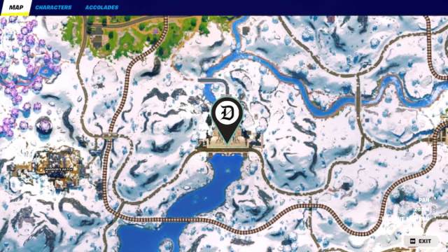 Picture showing the secret files location of Sgt Winter through in-game map in Fortnite.