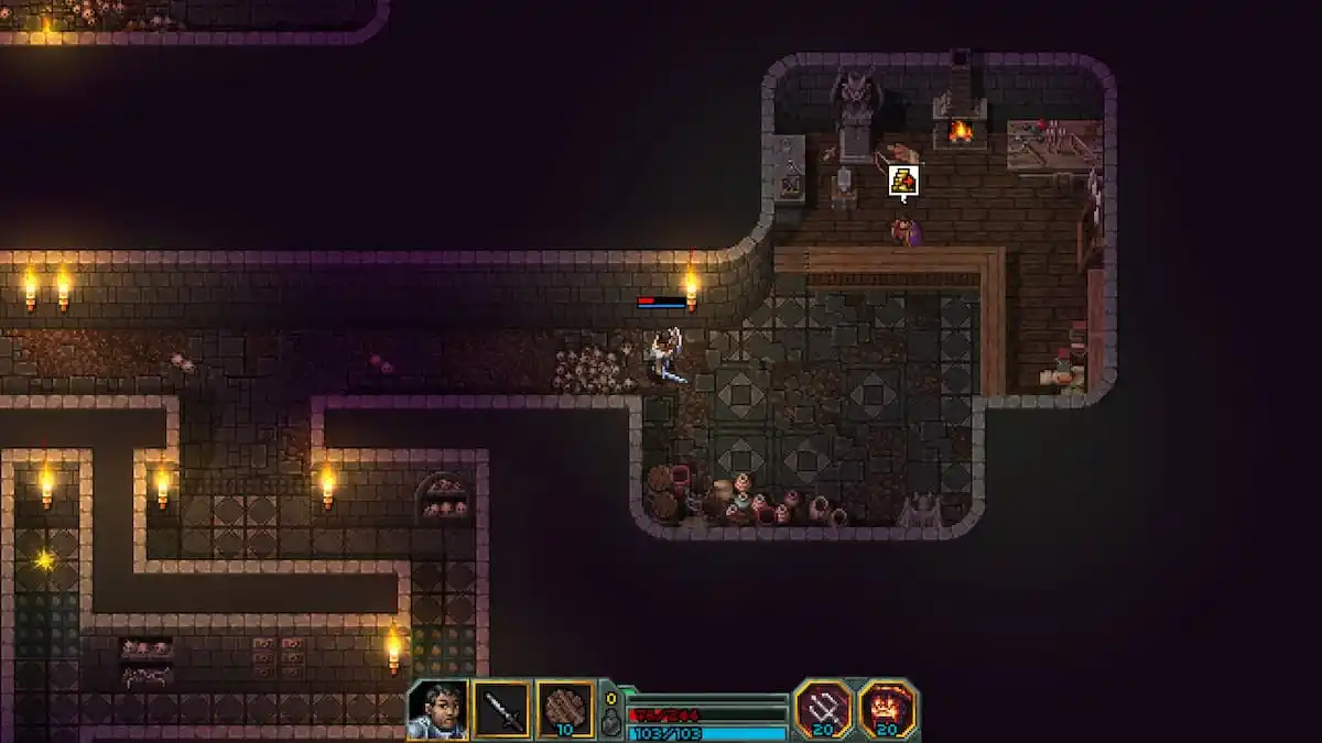 A Heroes of Hammerwatch 2 player in a dungeon.