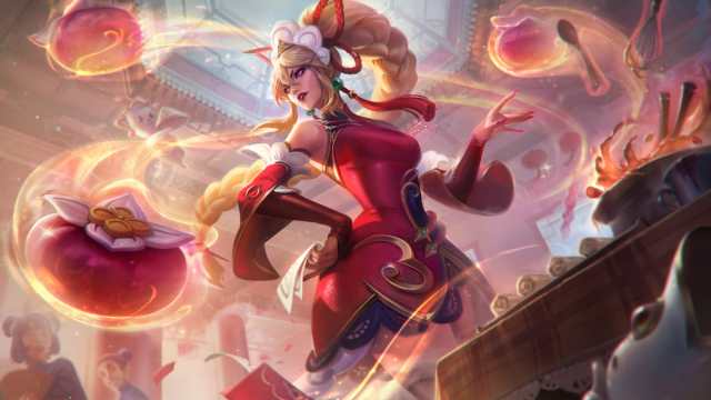 Picture showing the Dumpling Darlings Syndra skin in League of Legends.