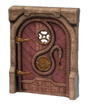 A wooden door with a serpentine design on it. This shows readers the Lunar New Year Door in Enshrouded.