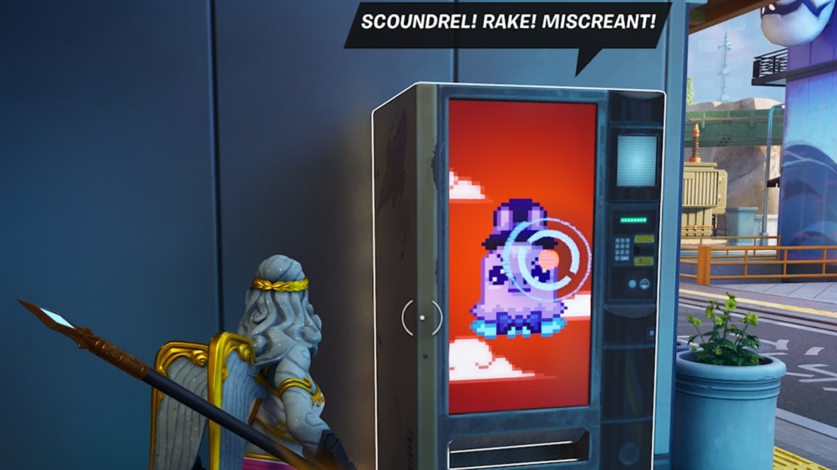 an angry vending machine being destroyed in fortnite