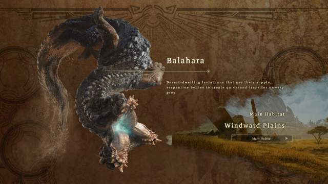 An image from Monster Hunter Wilds of the Balahara, a large worm that can tunnel underground.