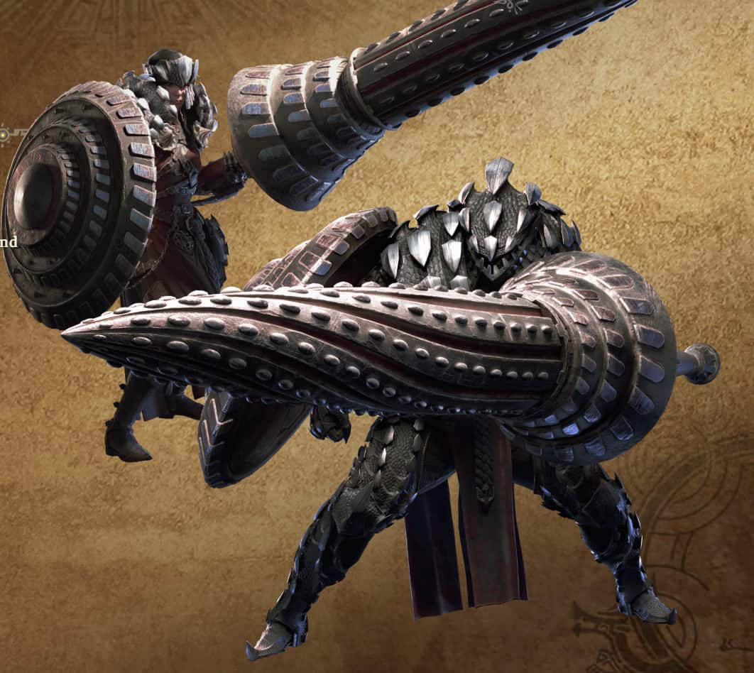 An image from Monster Hunter Rivals of two characters wielding large lances. 