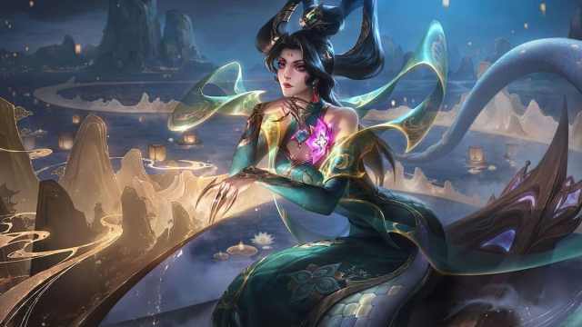 Picture showing the Prestige Mythmaker Cassiopeia skin in League of Legends.