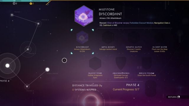 An image from No Man's Sky of the fourth page of missions from the Cursed Expedition.