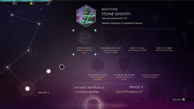 An image from No Man's Sky of the final page of missions for the Cursed Expedition.