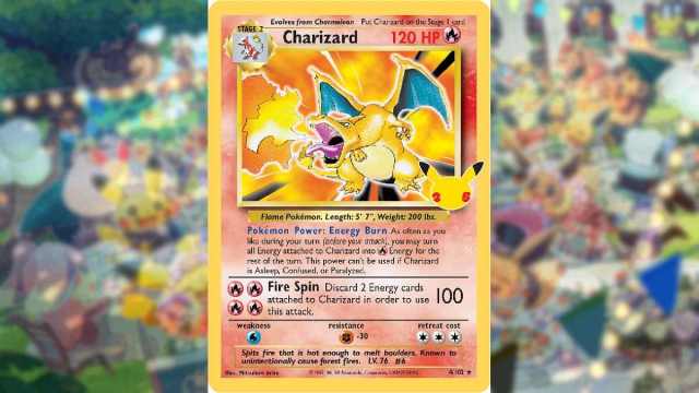 An image of a Remastered Charizard Pokemon Card, which is inspired by the first Charizard card ever created.