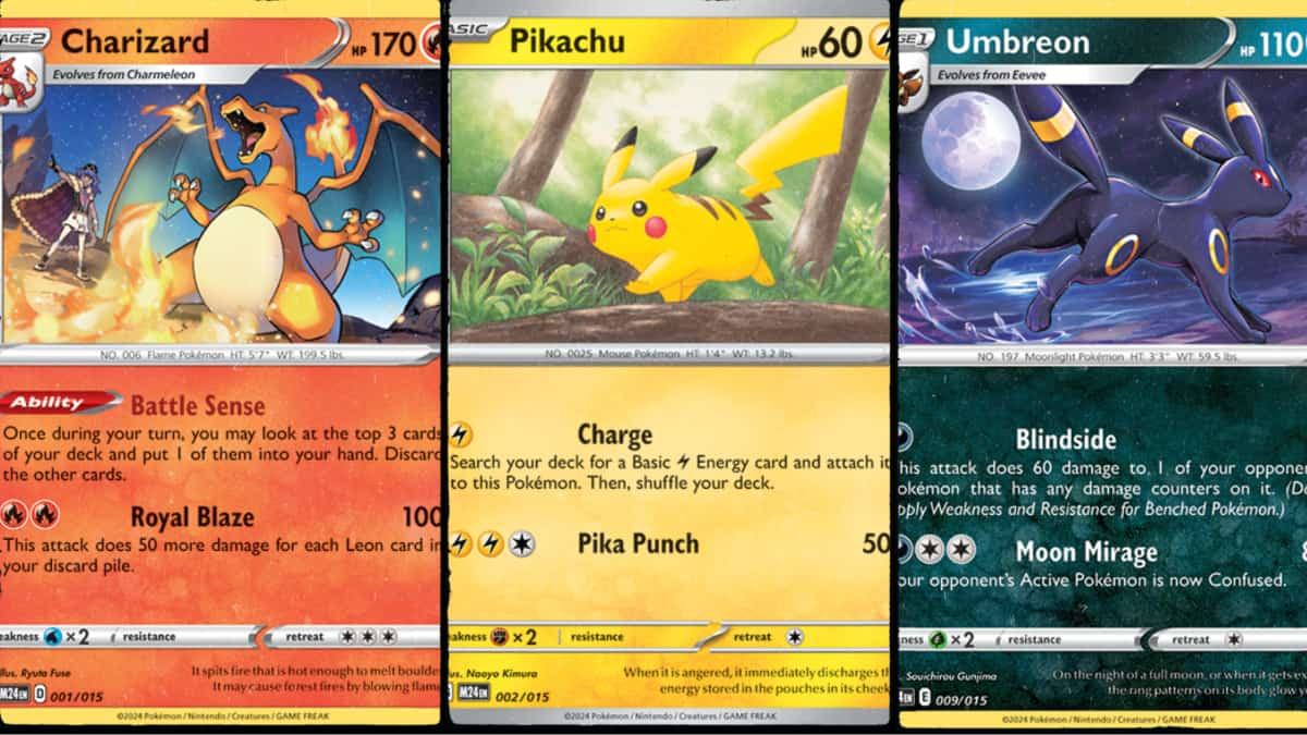 Charizard, Pikachu and Umbreon from the 2025 McDonalds set.