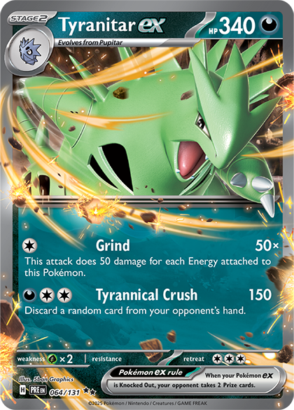 Tyranitar ex Pokémon card.