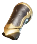 Gold and steel arm bracers from Enshrouded. This is the game's newest Serpent Warrior Gloves.