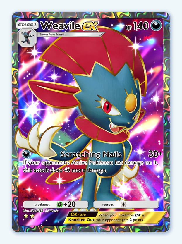 Weavile ex full art from Space-Time Smackdown in Pokemon TCG Pocket