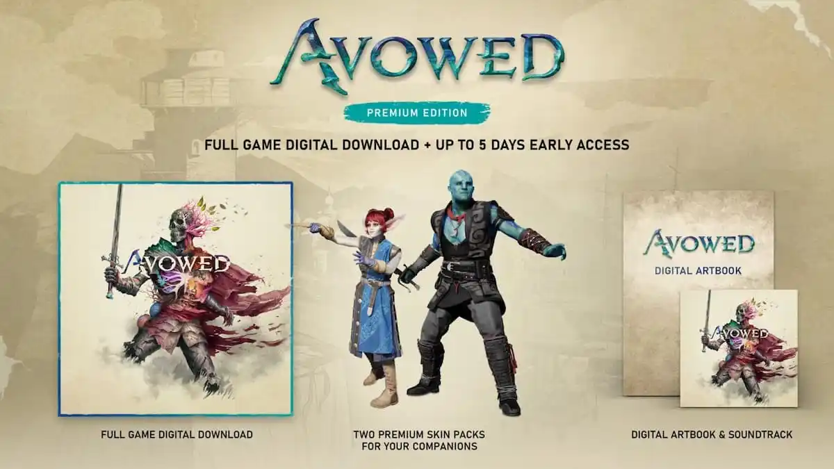 The banner showcasing the Avowed premium edition items.