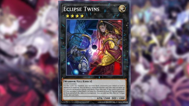 Yugioh card from Supreme Darkness Eclipe Twins blue and red twin xyz card