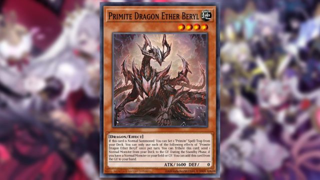 Yugioh card from Supreme Darkness primite dragon ether beryl sharp slender rock dragon