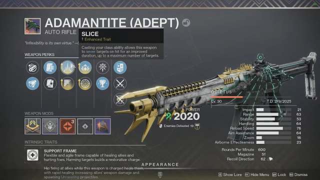 Adept seasonal weapon in Destiny 2 Heresy