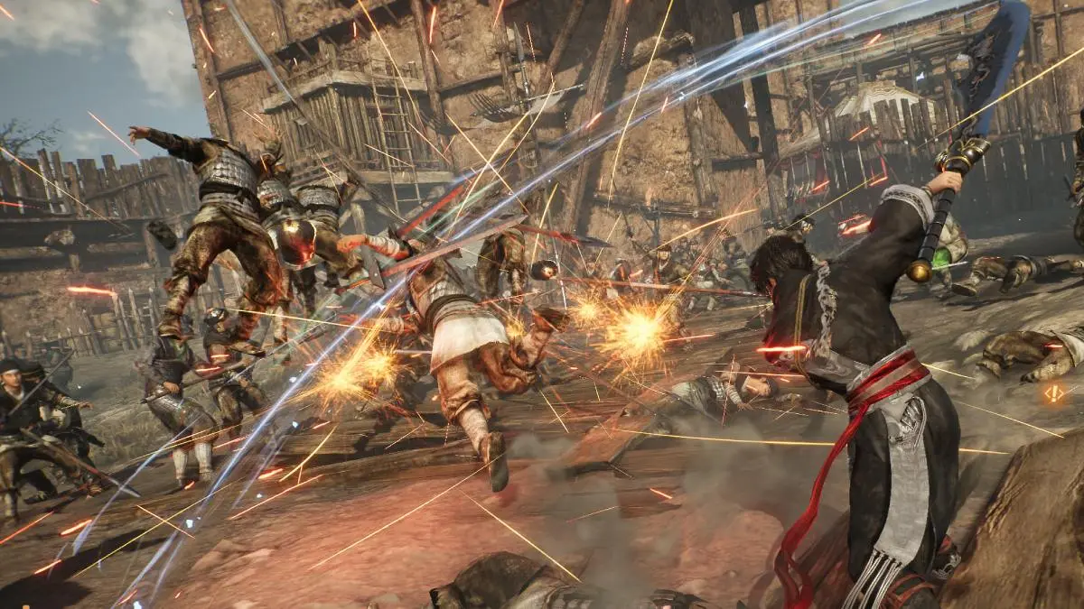 Dynasty Warriors Origins main character using Podao sword to slash away enemies