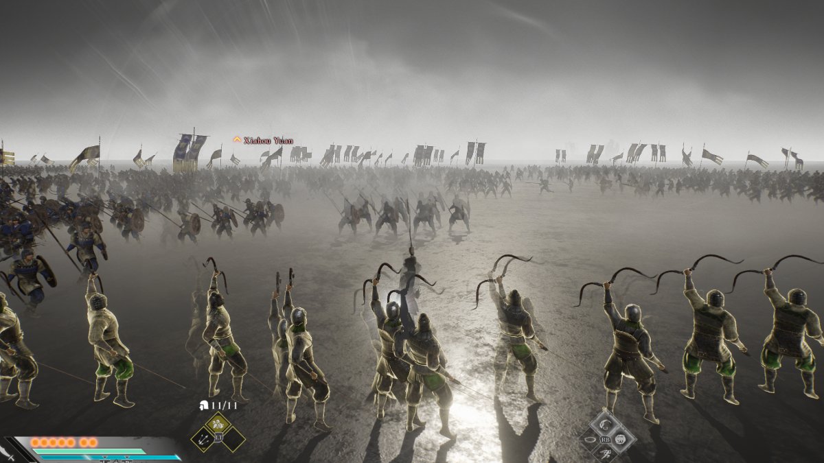 Dynasty Warriors Origins soldiers using volley tactic with archers