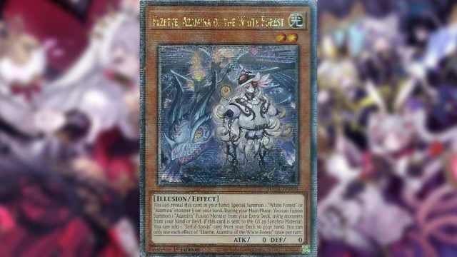 Yu-Gi-Oh Monster card Quarter Century Super Rare white witch girl standing next to azamina dragon monster card