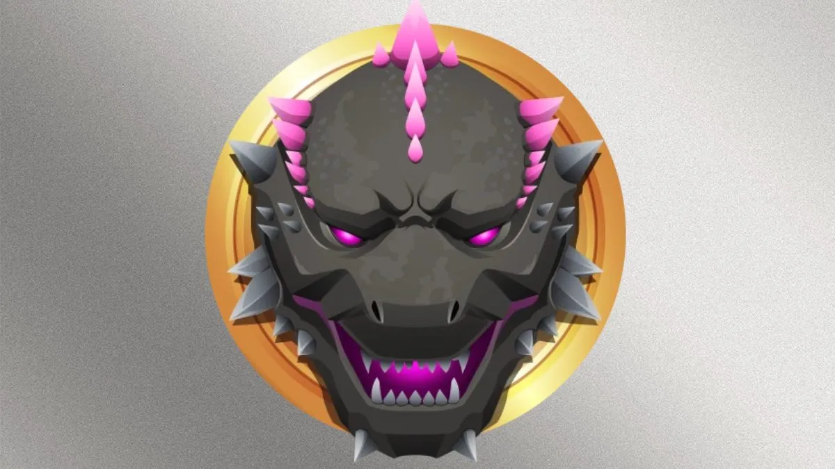 fortnite godzilla medallion against a silver backdrop