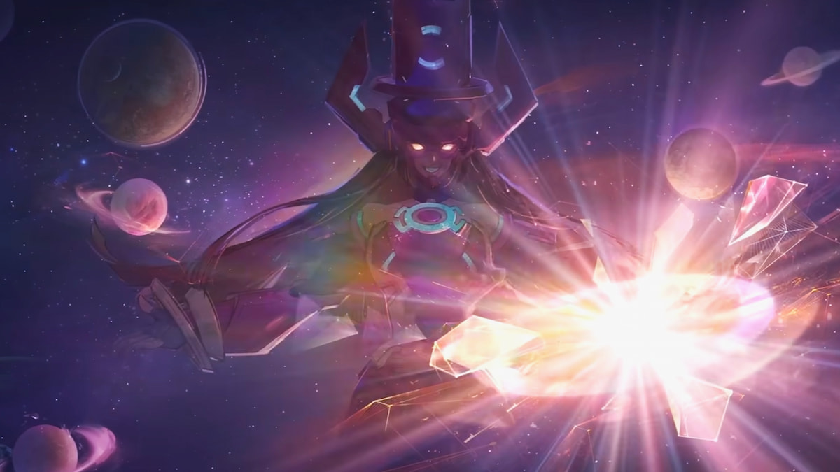 Galacta smiling while floating in space in Marvel Rivals.