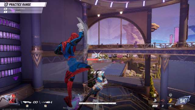 Spider-Man hitting Luna Snow with an active Spider-Tracer on her in Marvel Rivals.