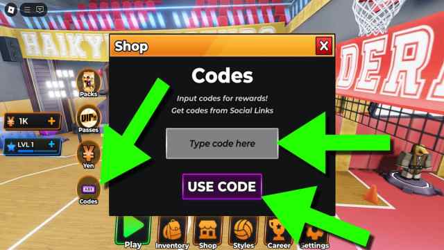 How to redeem Haikyuu Legends codes step 2