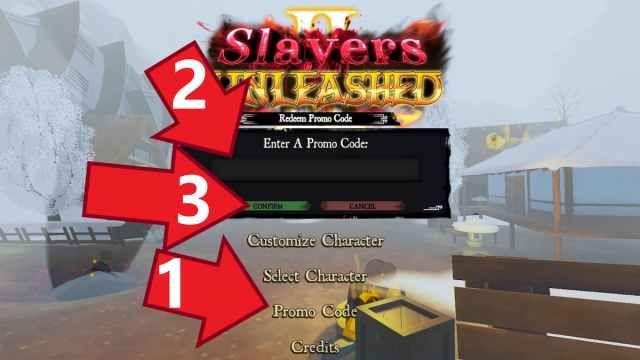 Slayers Unleashed II main menu, Promo Code button and code redemption window