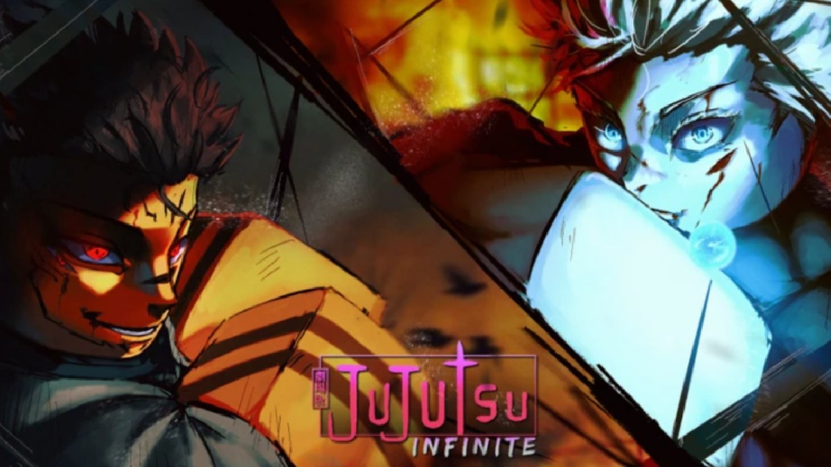 Gojo and Sukuna using their domains with Jujutsu Infinite logo