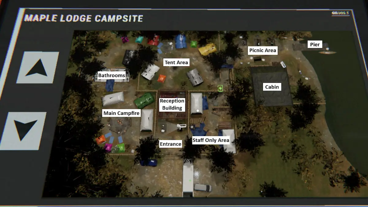 Maple Lodge Campsite with all rooms marked in Phasmophobia.