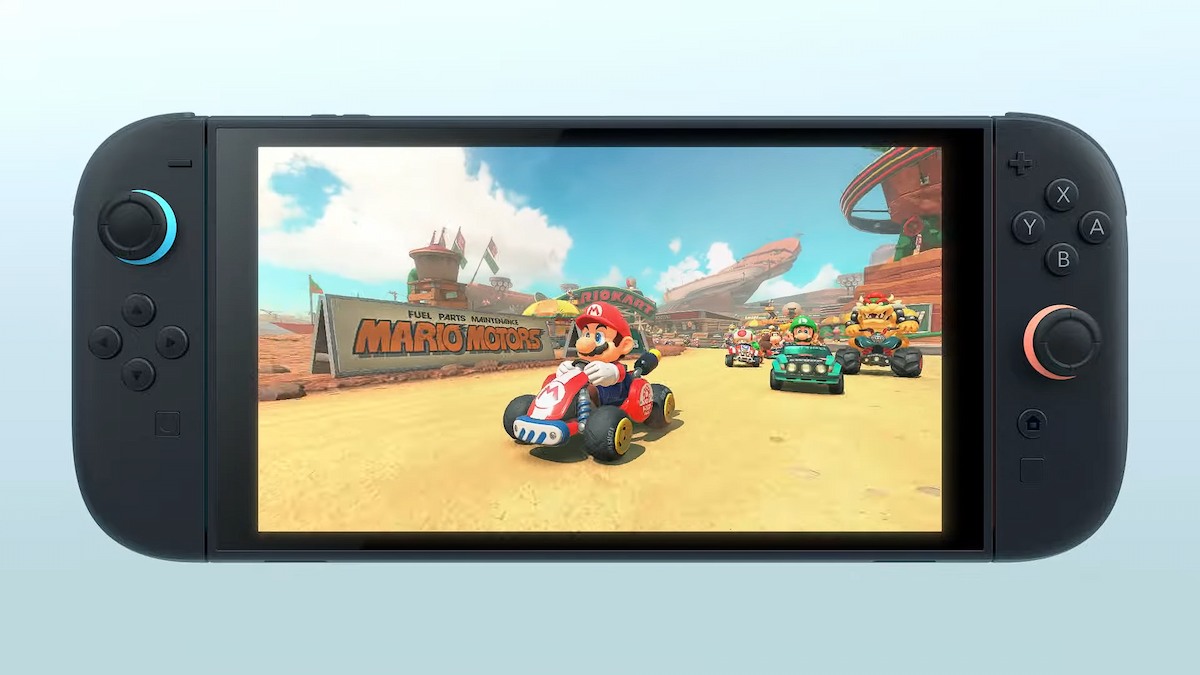 The Switch 2 displaying what could be Mario Kart 9.