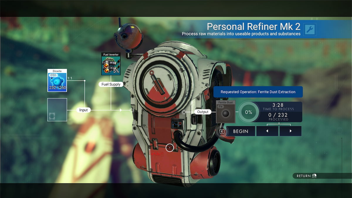 Personal Refiner creating Ferrite Dust in No Man's Sky