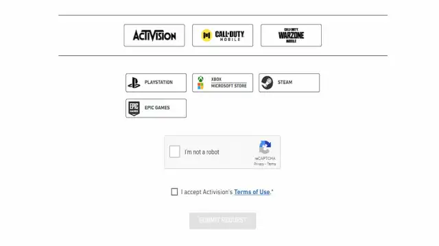 The games and platforms you can choose to retrieve thee data from Activision.