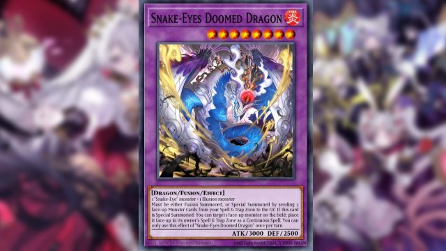 Yugioh card from Supreme Darkness Snake-Eyes Doomed Dragon purple fusion card boss