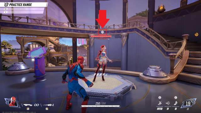 The Spider-Tracer icon marked above Luna Snow's head in Marvel Rivals.