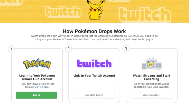 Screenshot of the Pokémon rewards Twitch Drops page.