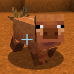 A orange-brown Warm Pig walking forward in Minecraft.