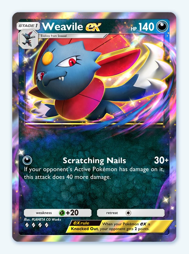 Weavile ex from Space-Time Smackdown in Pokemon TCG Pocket