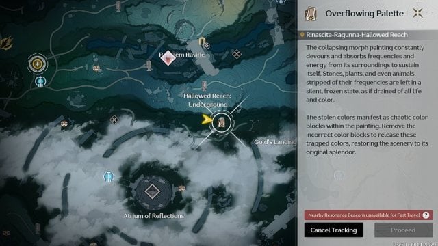 Wuthering Waves map Halowed Reach overflowing palette puzzle 3 location