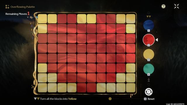 Heart shaped red pallete with yellow color around the rectangle board