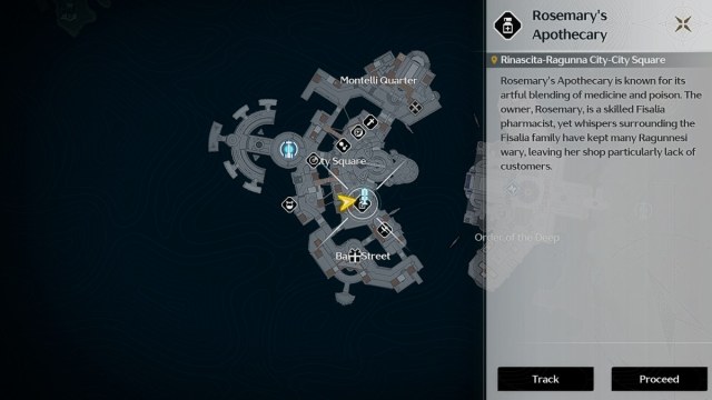 Wuthering Waves map with Rosemary's Apothecary location and description