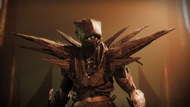 Eris Morn in Hive God form, maintaining most of her character design but adding  Hive chitin to it.