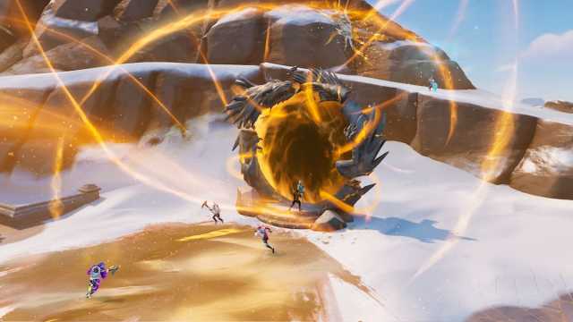 Picture showing the golden portal to spirit realm in Fortnite.