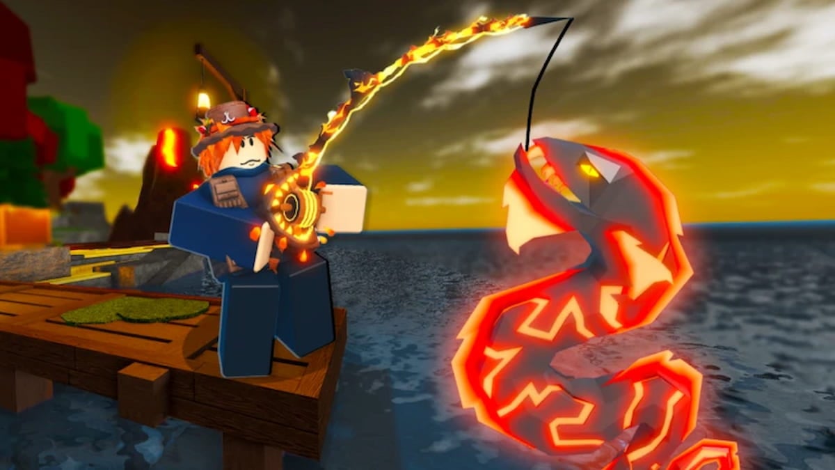 Picture showing a player trying to catch a Ashfall fish in Roslit.