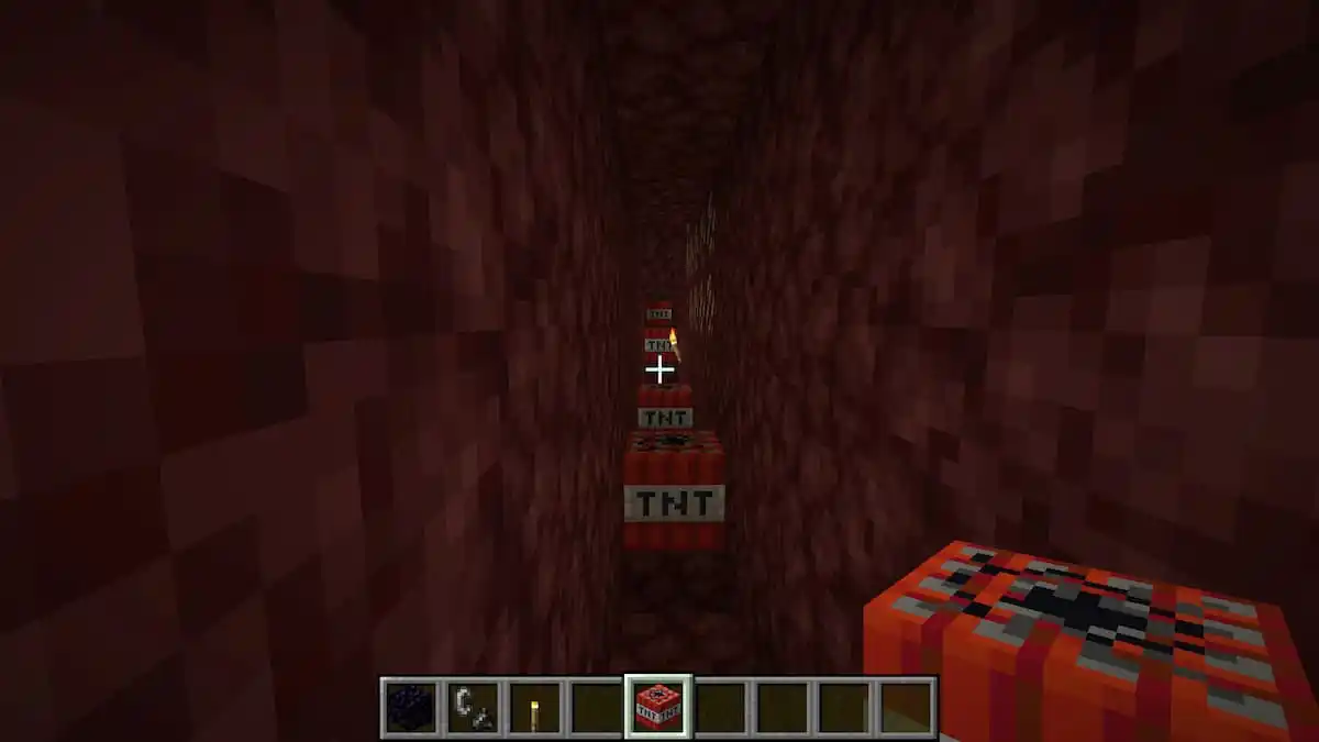 TNT in Nether Realm in Minecraft.