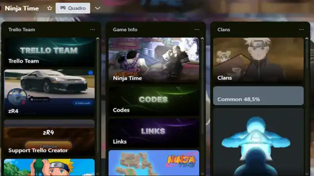 The Ninja Time trello board.